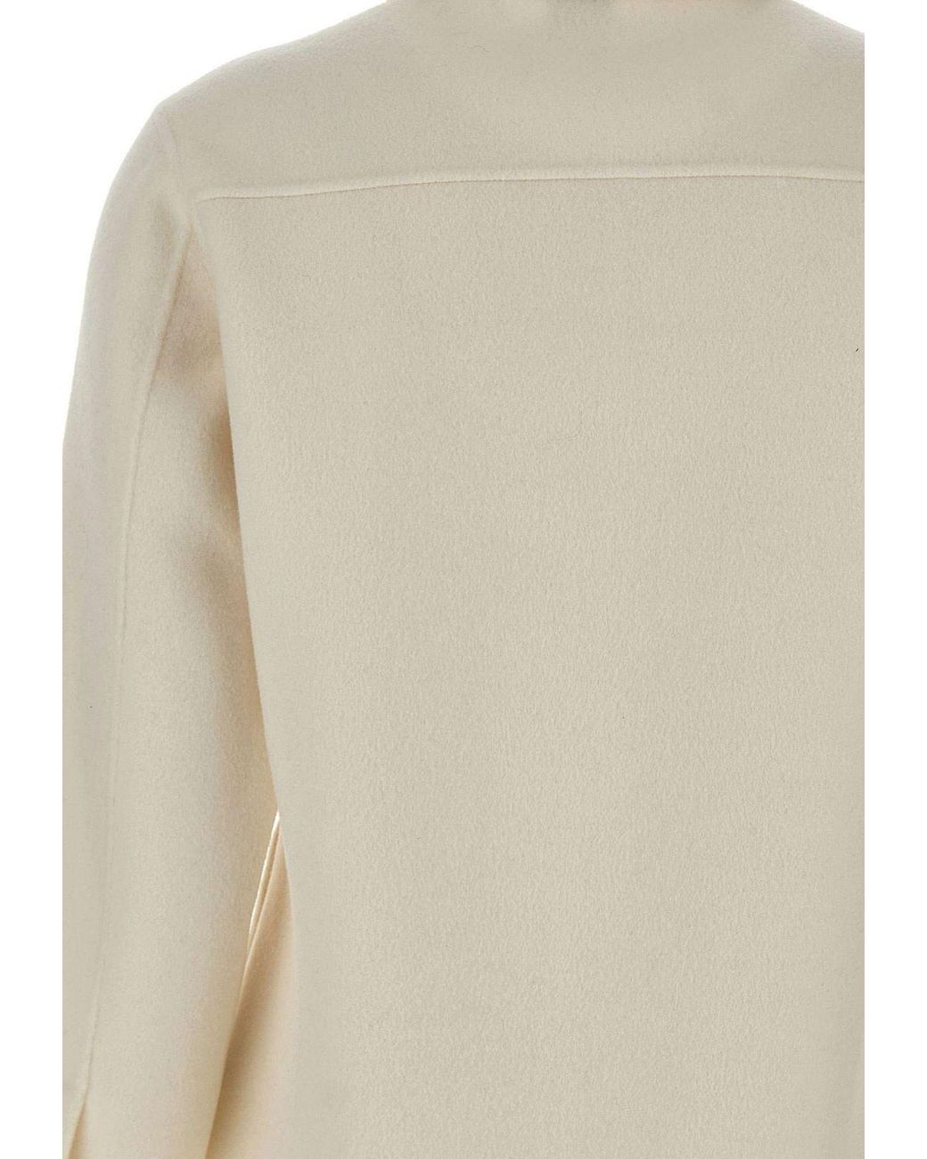 Aspesi White Snap-Front Wool Shirt