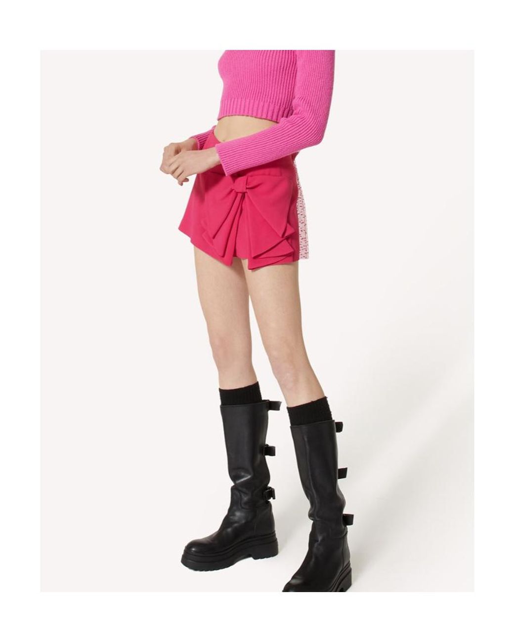 RED Valentino Red Bow Detailed Mid-Rise Skorts