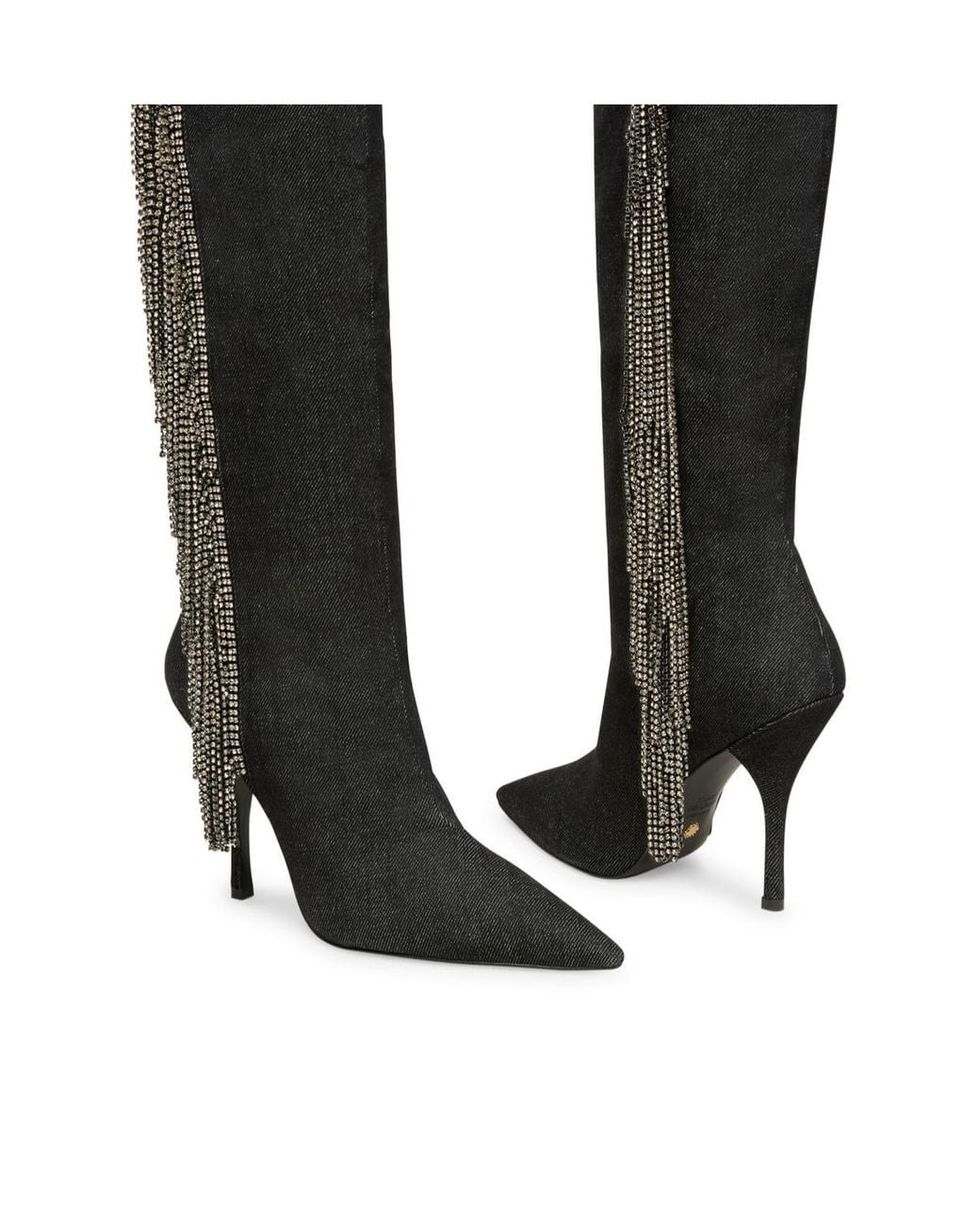 Stuart Weitzman Black Crystal Fringe 100Mm Knee-High Boots
