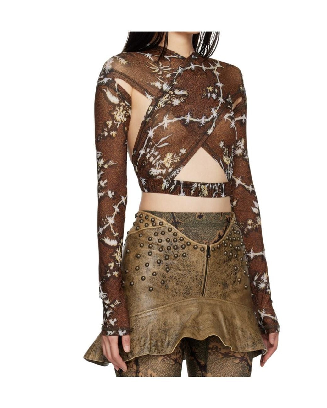 KNWLS Brown Printed Top