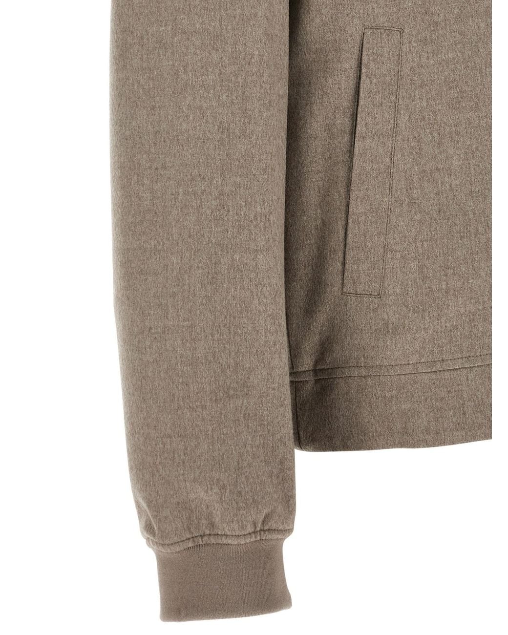 Brunello Cucinelli Gray Long-Sleeved Zip-Up Bomber Jacket for men