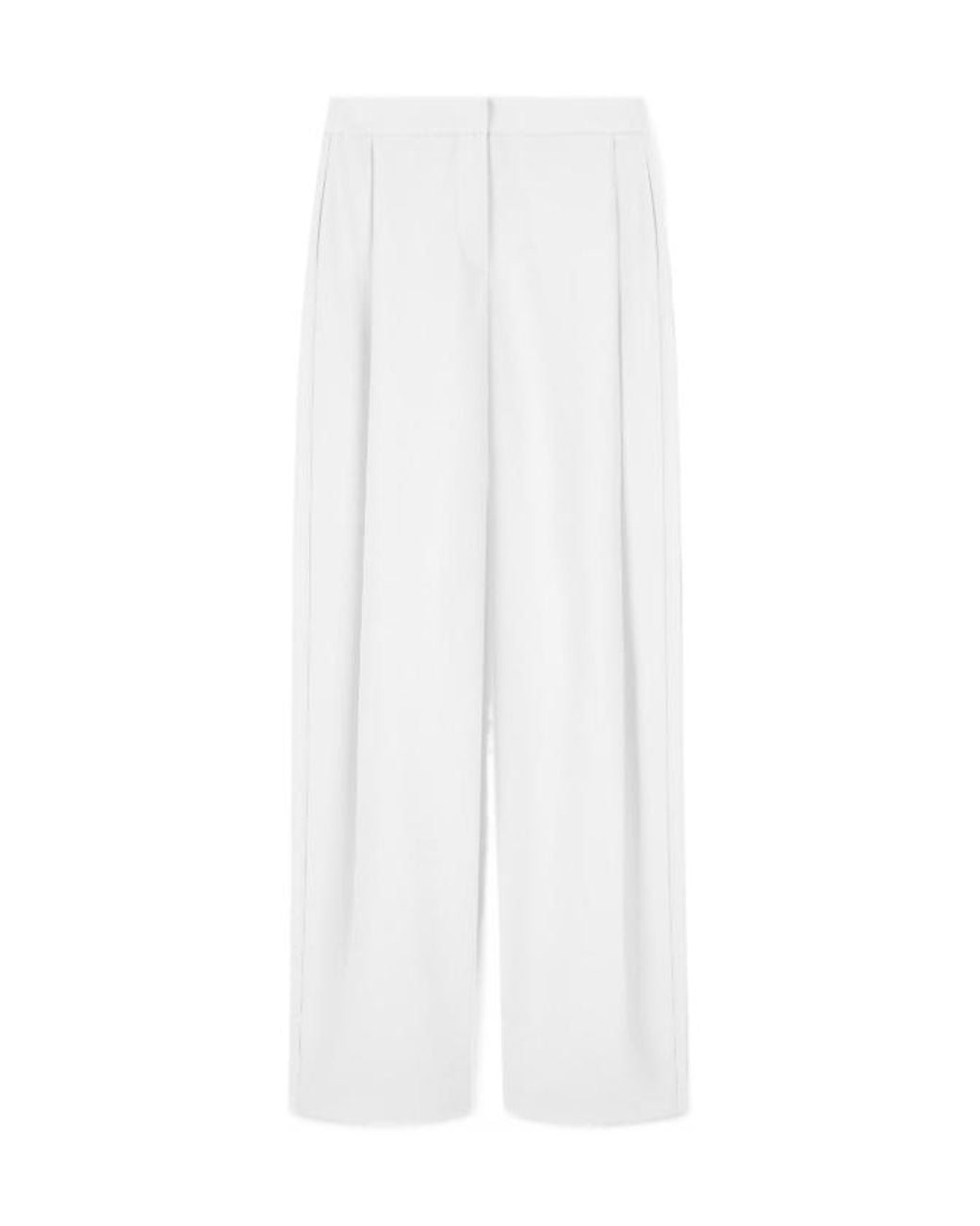 Emporio Armani White Pleated Wide-Leg Pants