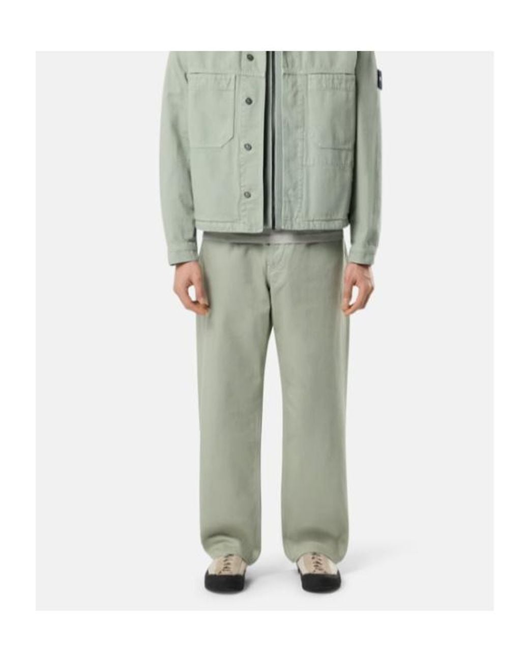 Stone Island Green Loose-Fit Five-Pocket Jeans for men