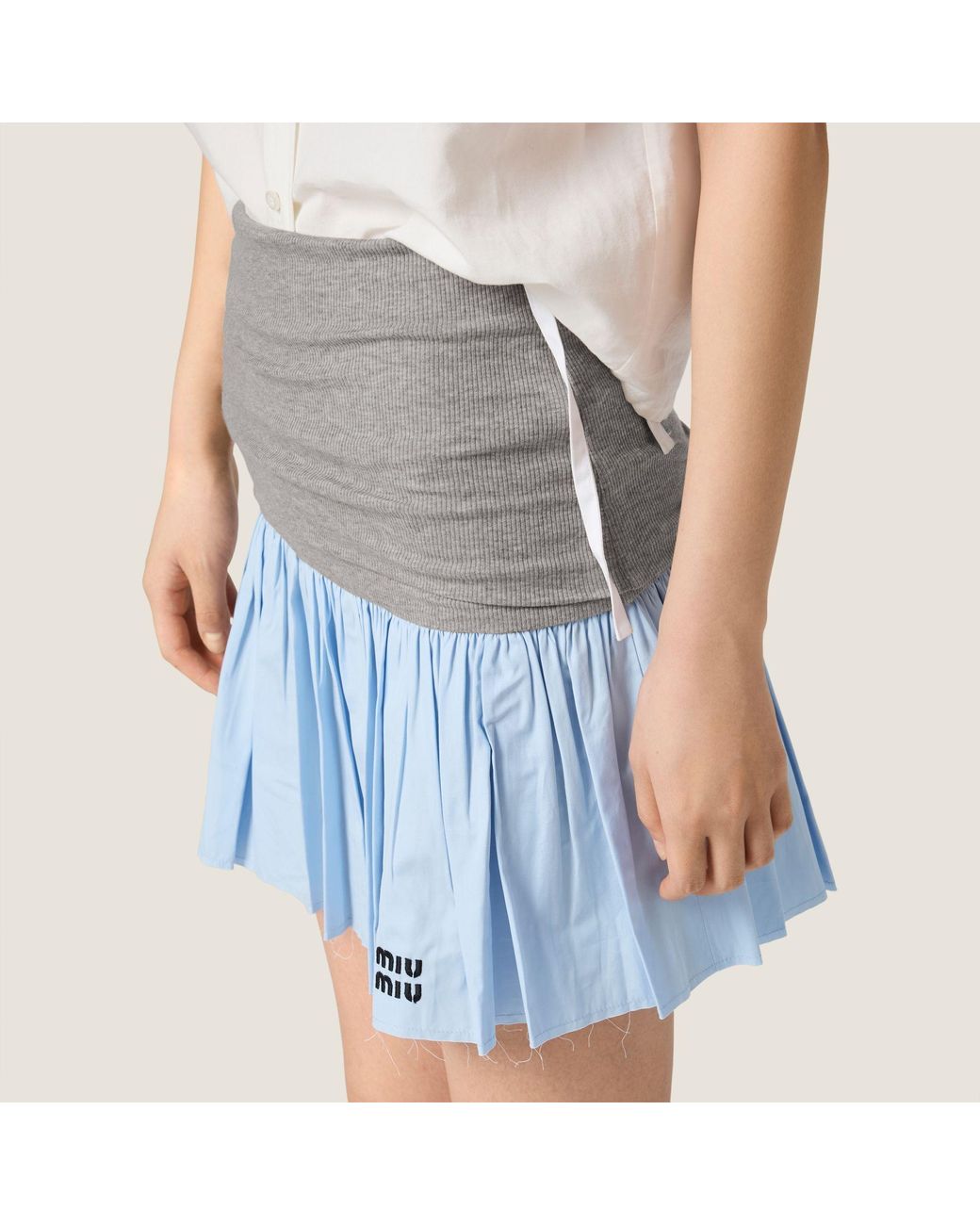 Miu Miu Blue Jersey And Poplin Skirt