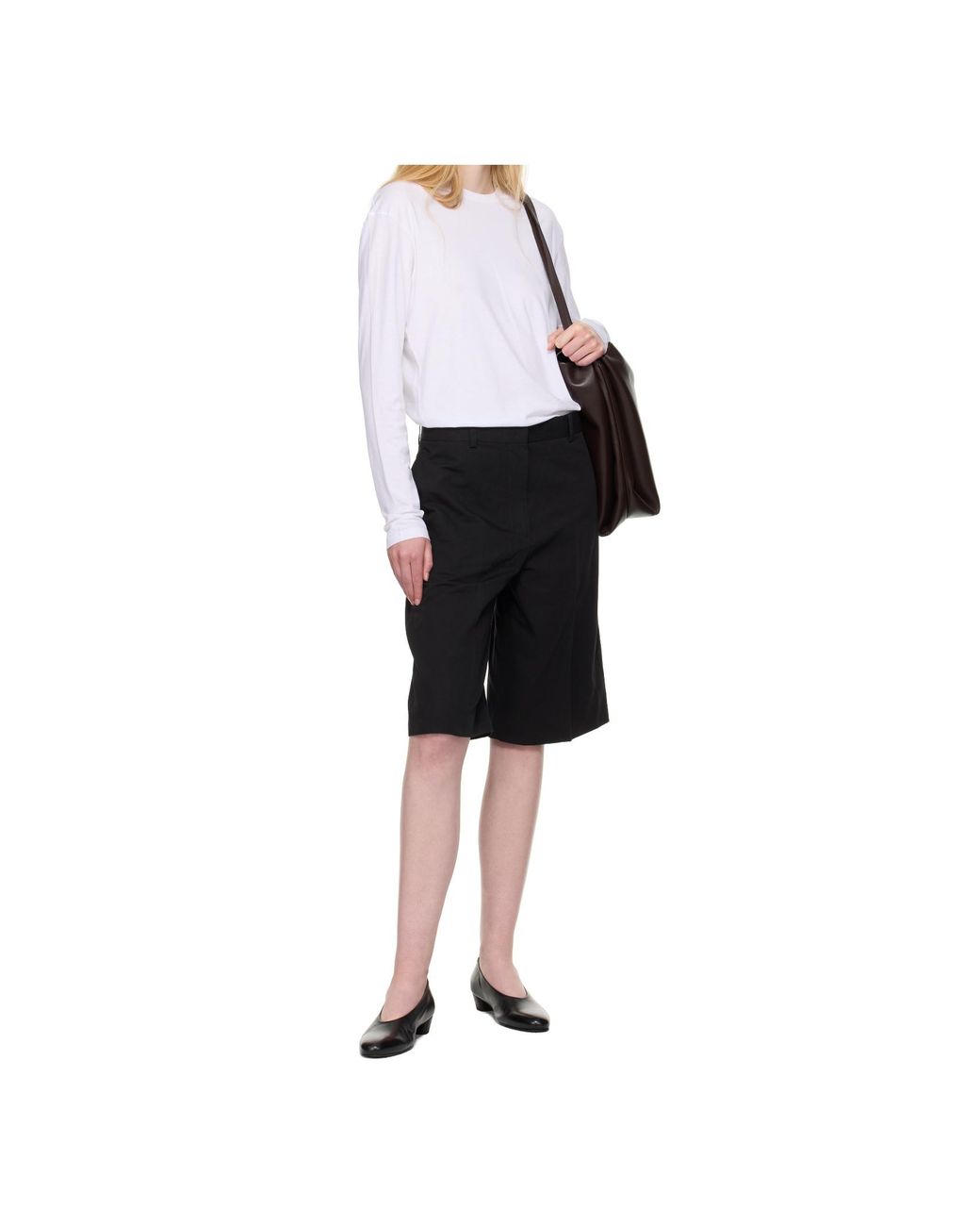 Totême Black Totême Pressed Crease Tailored Shorts