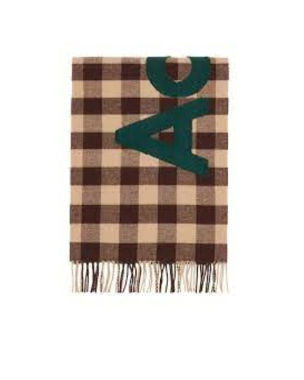 Acne White Logo-Patch Checked Wool Scarf