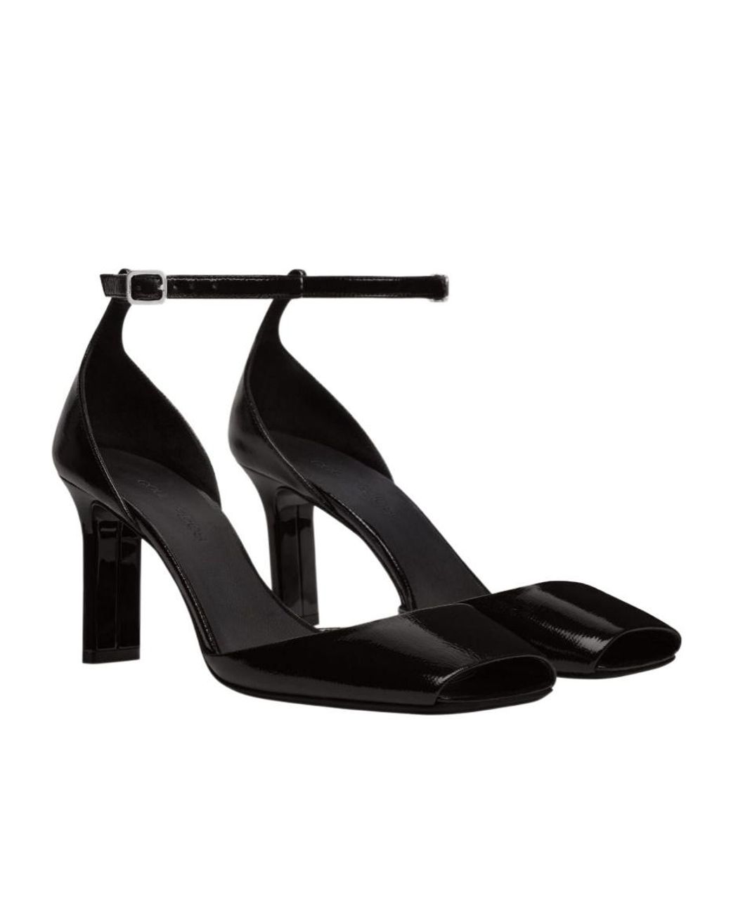 Courreges Black Ankle-Strap Peep-Toe Pumps