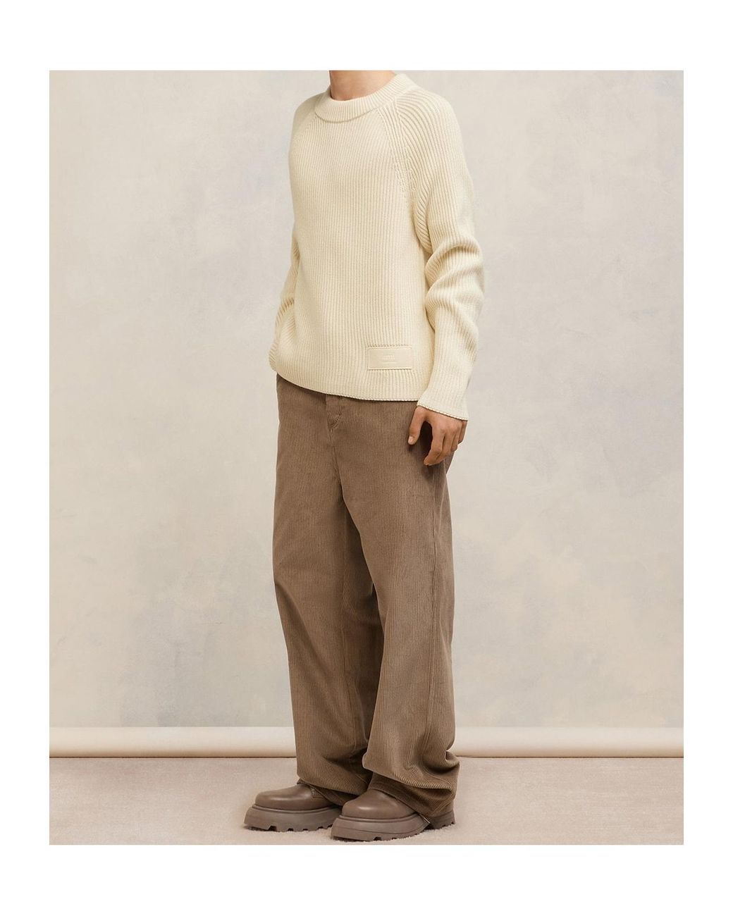 AMI Natural Ami Crewneck Knitted Jumper for men