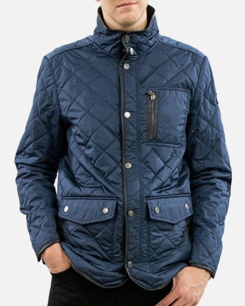 Paul & Shark Blue High-Necked Quilted Padded Jacket for men