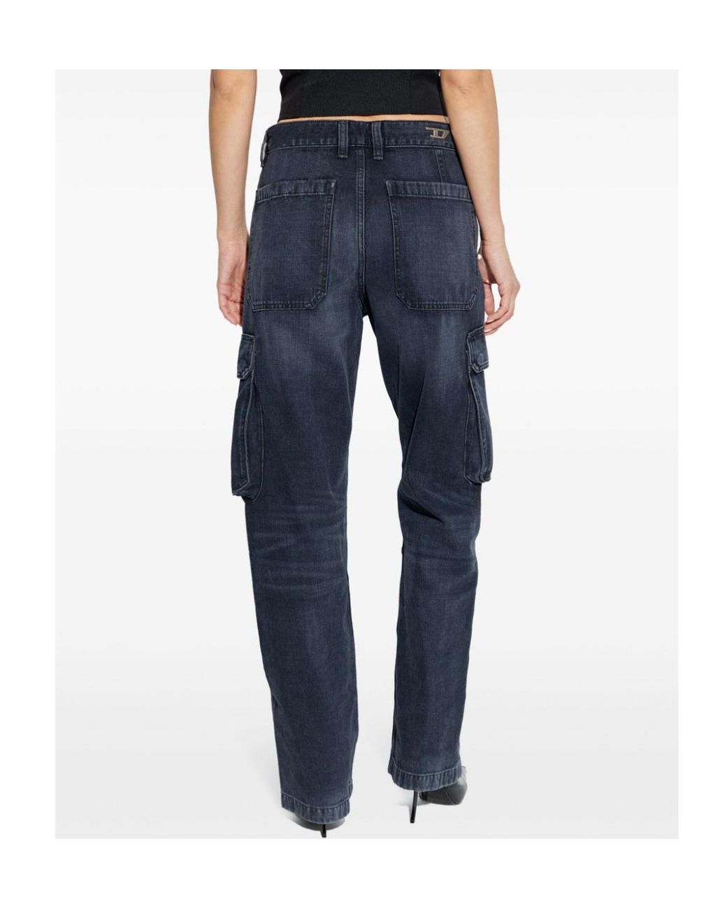 DIESEL Blue D-Pot-Cargo Logo Plaque Jeans