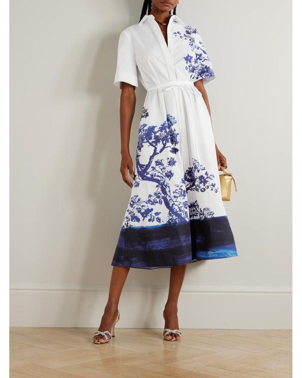 Erdem Blue Printed Shirt Dress