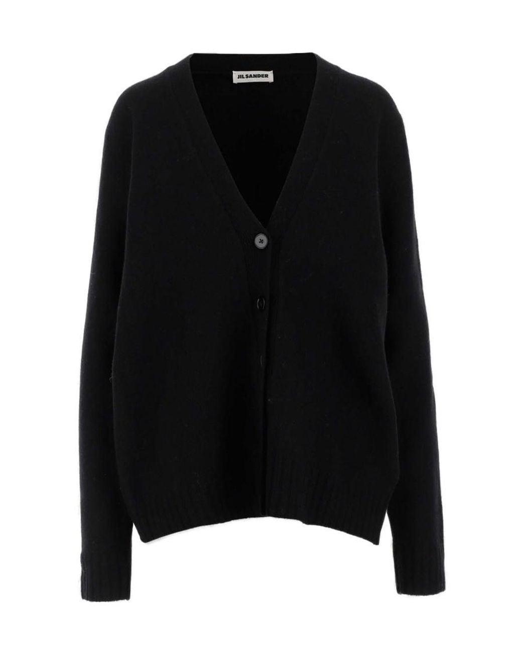 Jil Sander Black V-Neck Long-Sleeved Cardigan