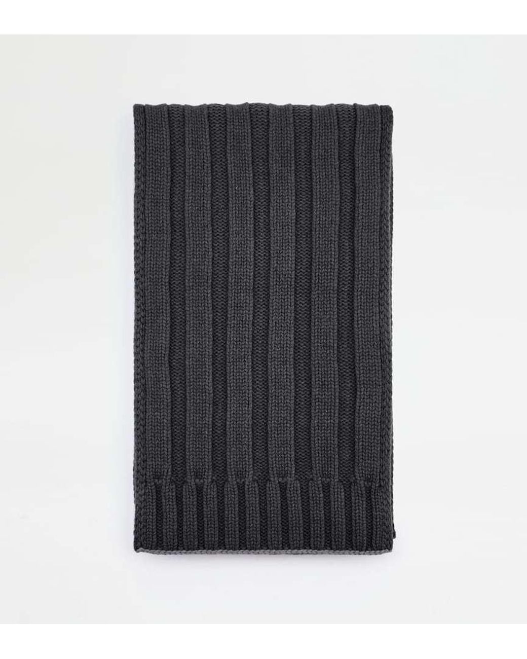Tod's Black Ribbed-Knit Scarf for men