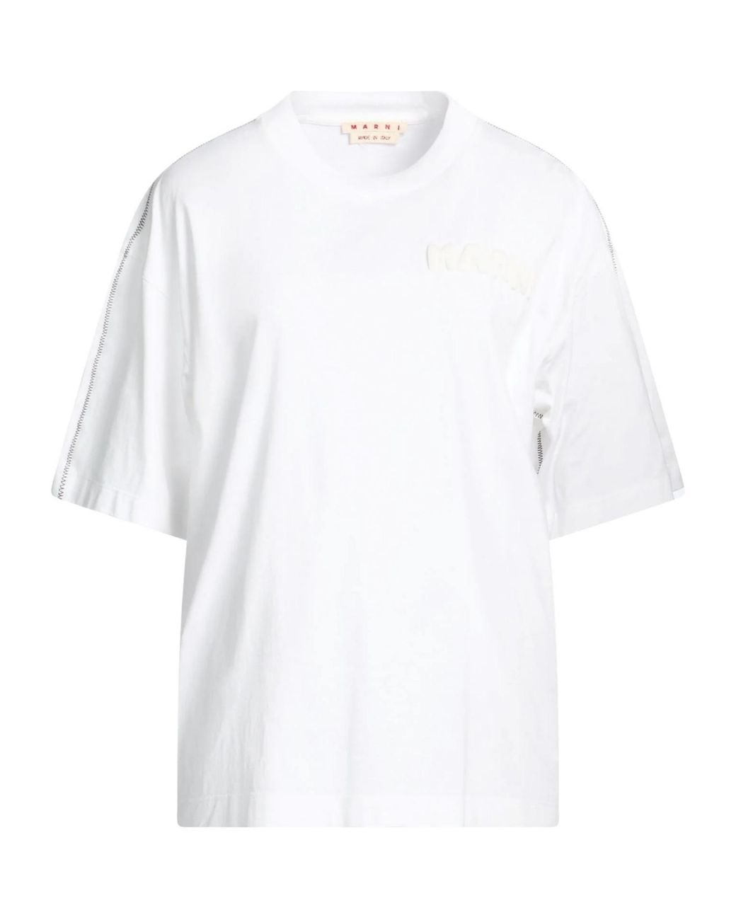 Marni White Loose-Fitting Two-Tone Short-Sleeved T-Shirt