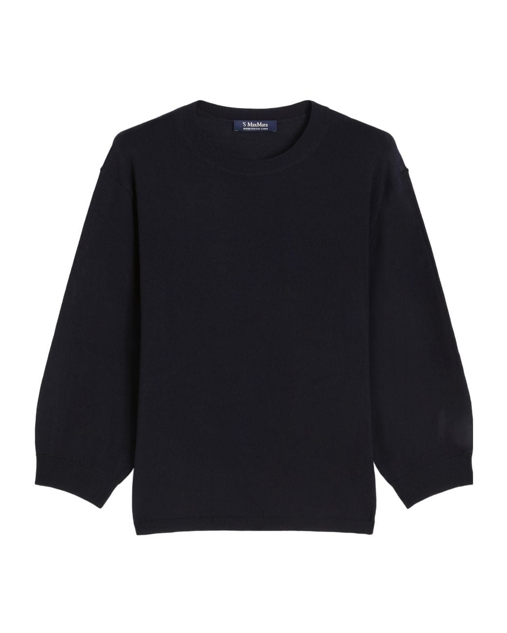 Max Mara Blue Amico Crewneck Three-Quarter-Sleeved Jumper