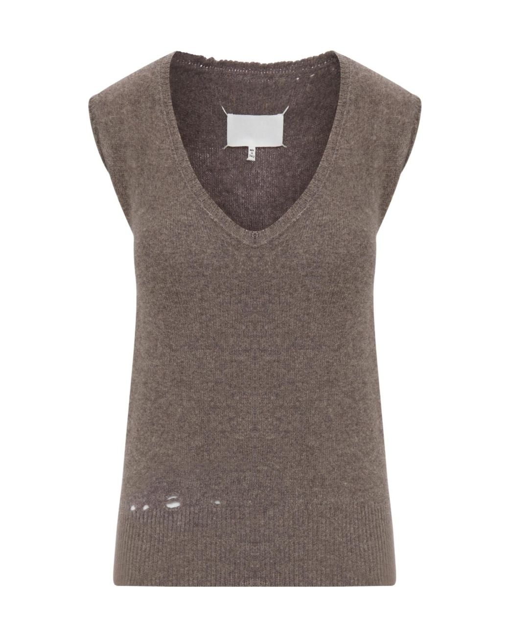 Maison Margiela Brown Distressed V-Neck Vest