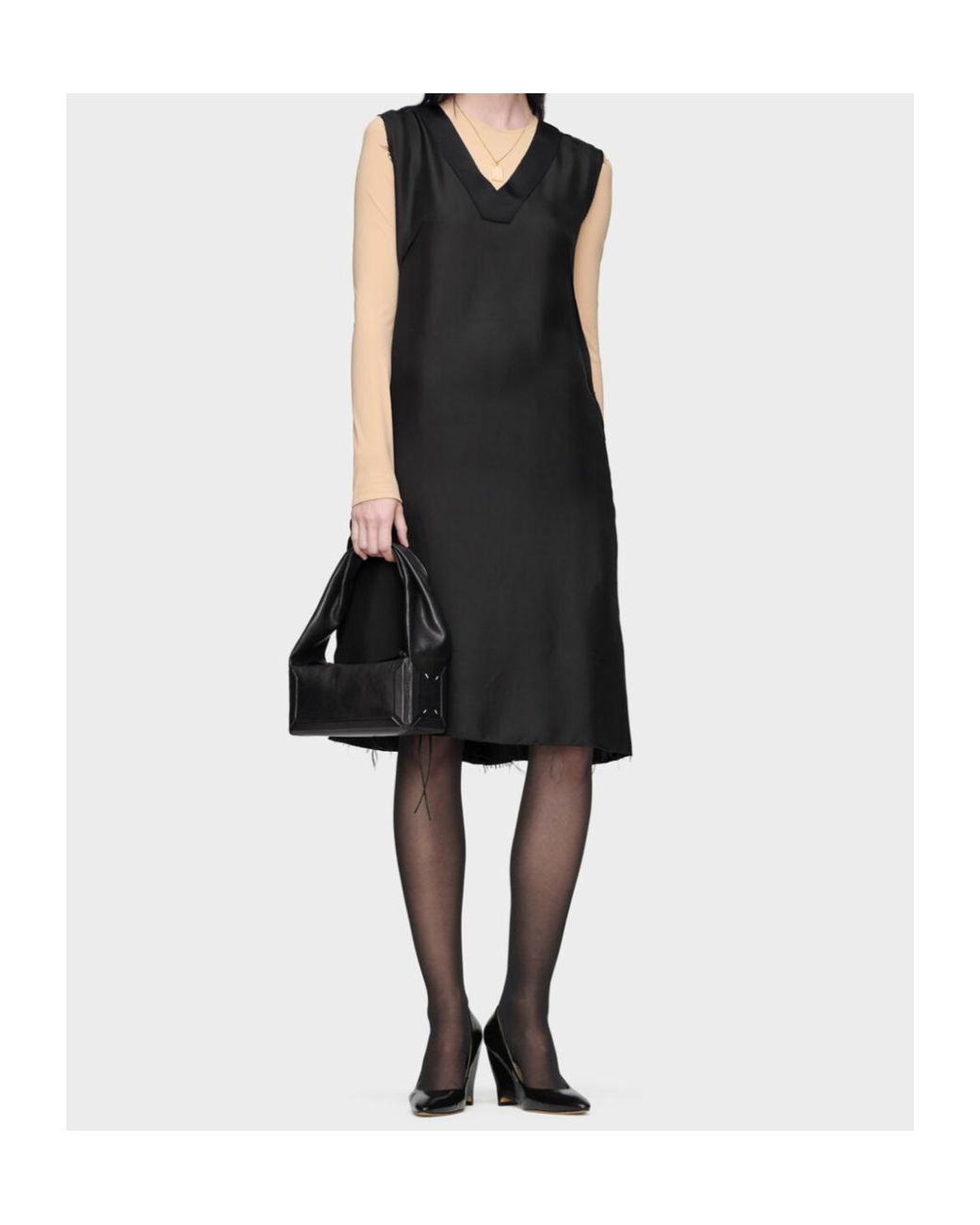Maison Margiela Black V-Neck Midi Dress
