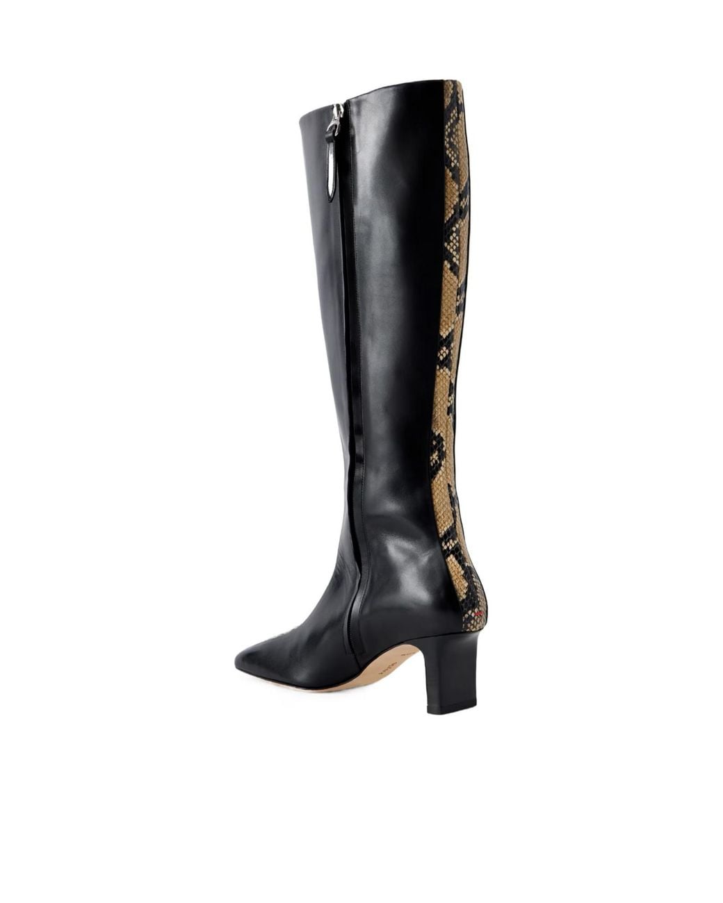 Aeyde Black Snake-Effect Leather Knee-Boots
