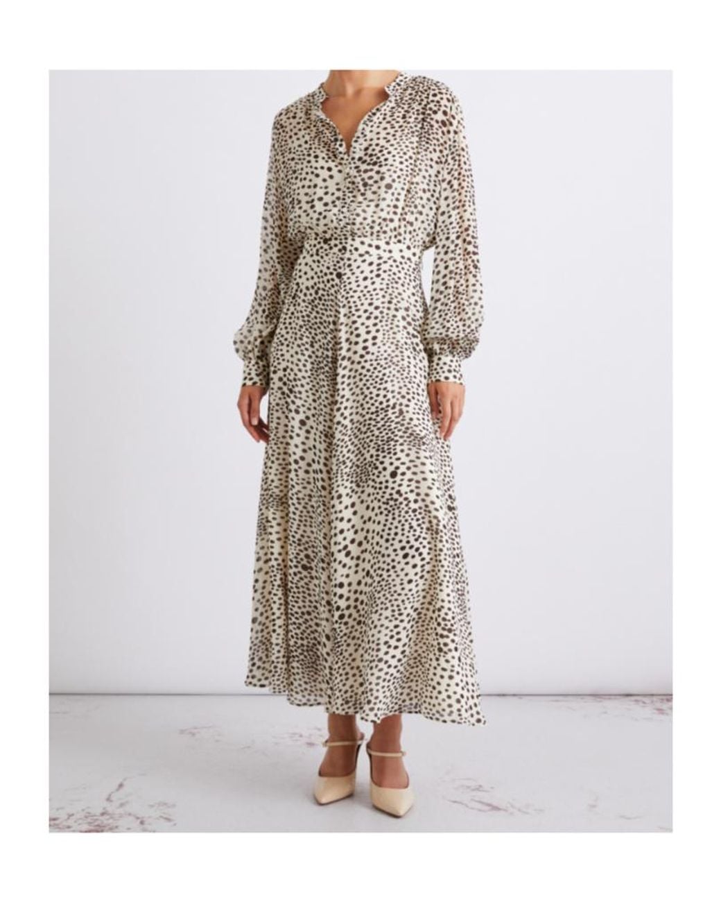Marella Natural Long Printed Georgette Shirt Dress