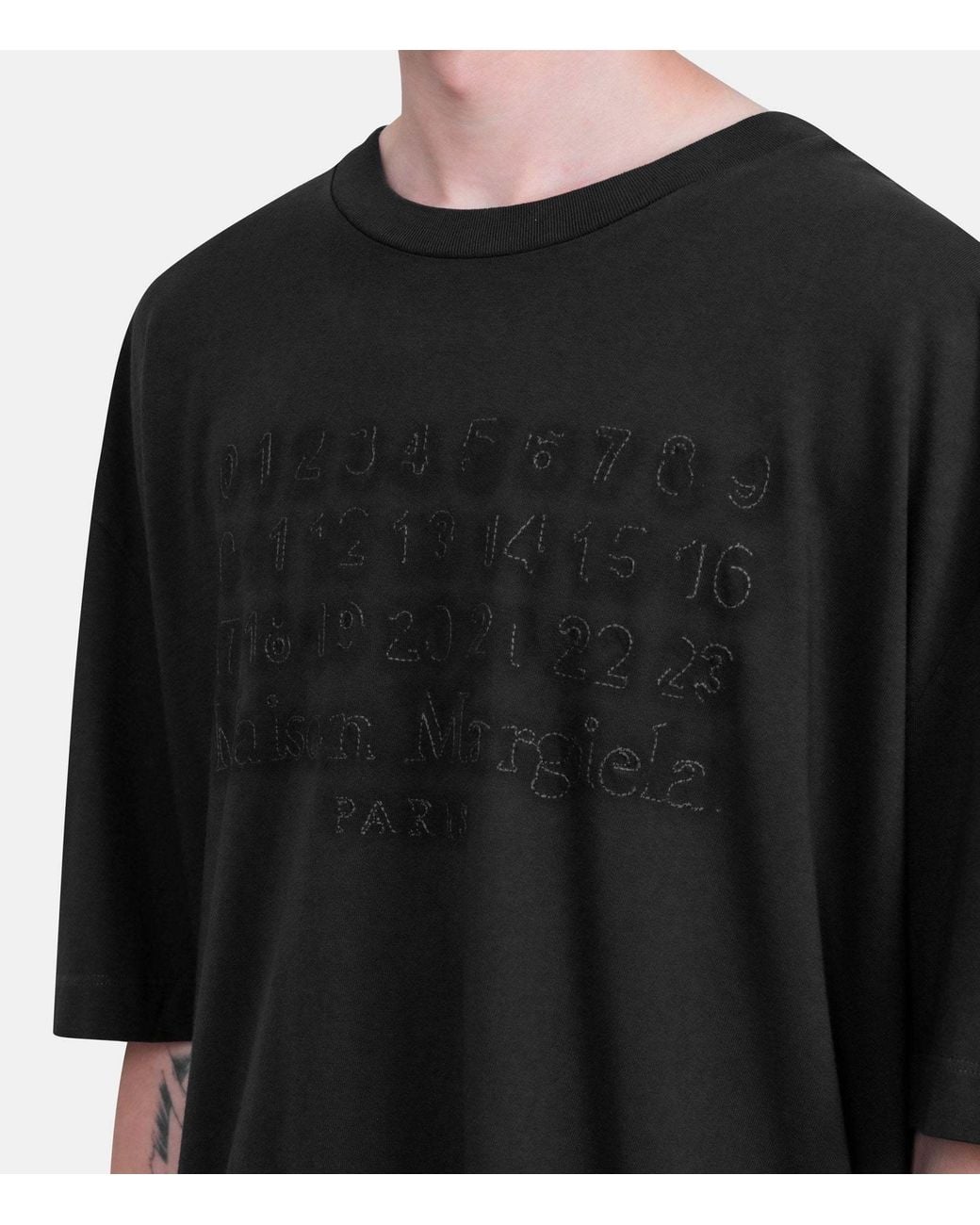 Maison Margiela Black Numbers-Motif Crewneck T-Shirt for men