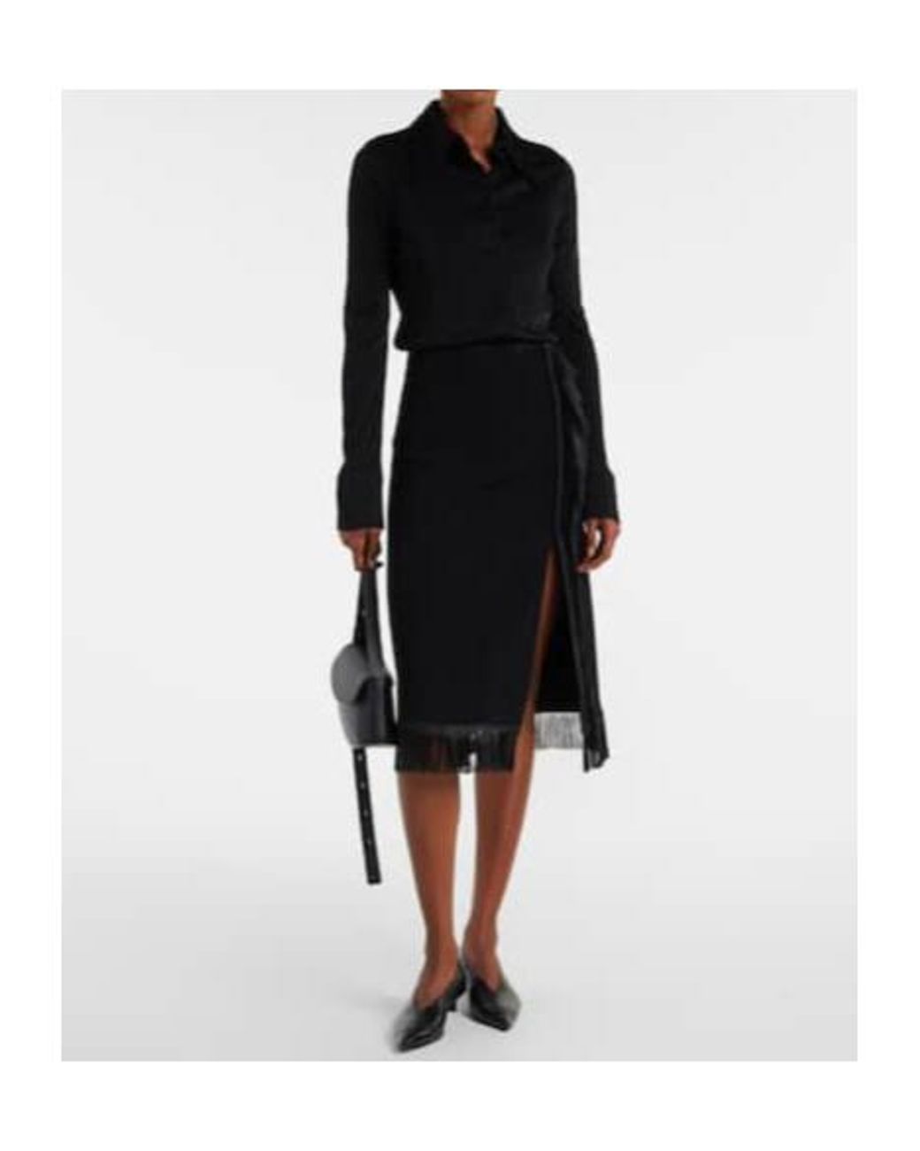 Jil Sander Black Fringed Midi Skirt
