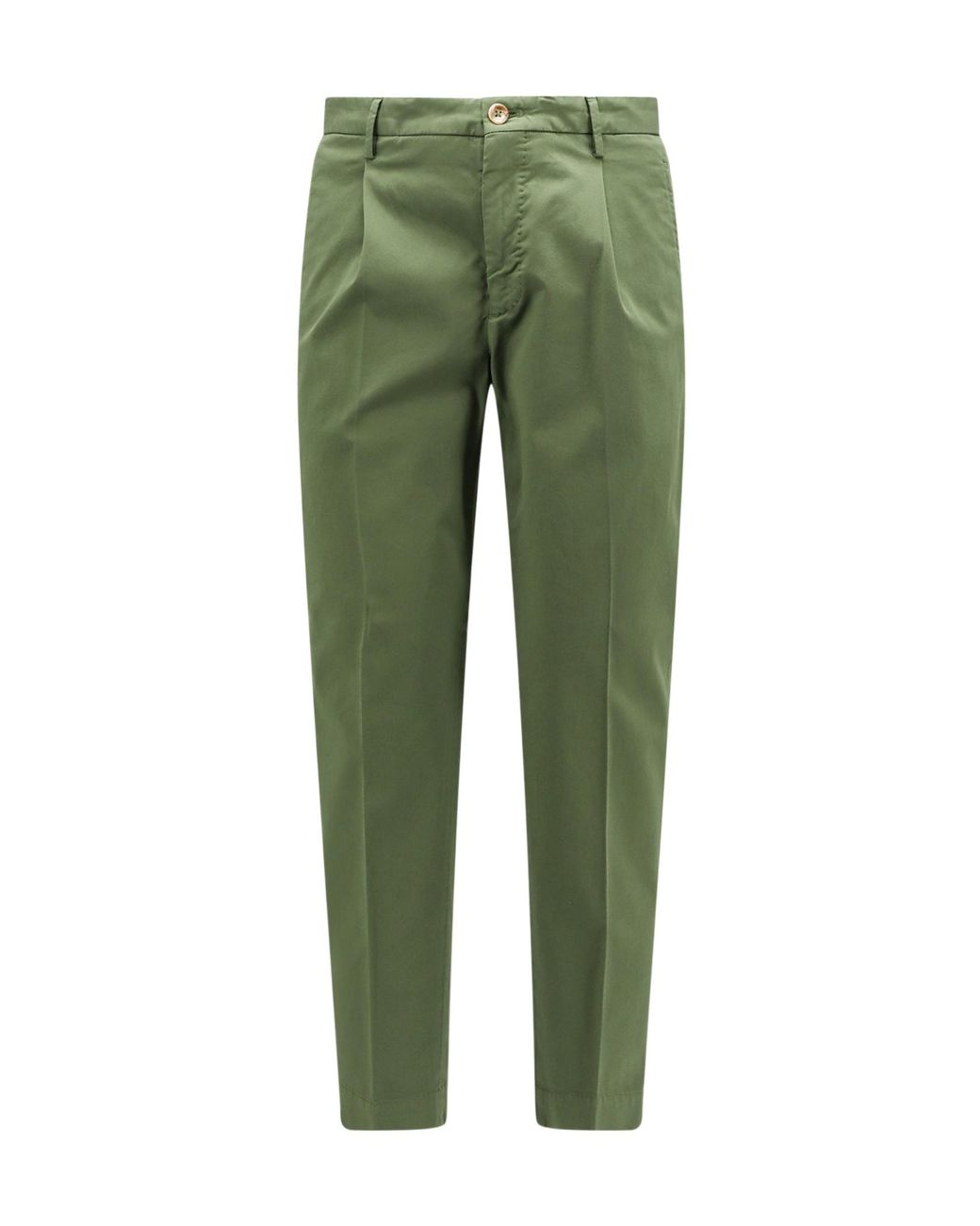 Incotex Green Stretch-Cotton Tapered Trousers for men