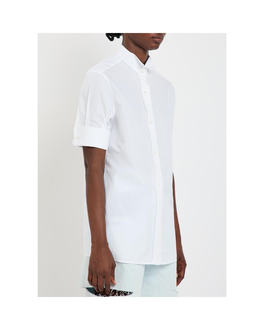 Maison Margiela White High-Necked Cotton Shirt