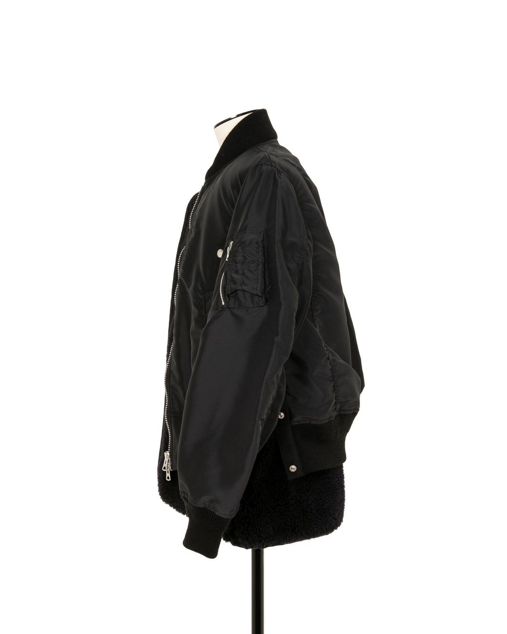 Sacai Black Buttoned Long-Sleeved Bomber Jacket for men