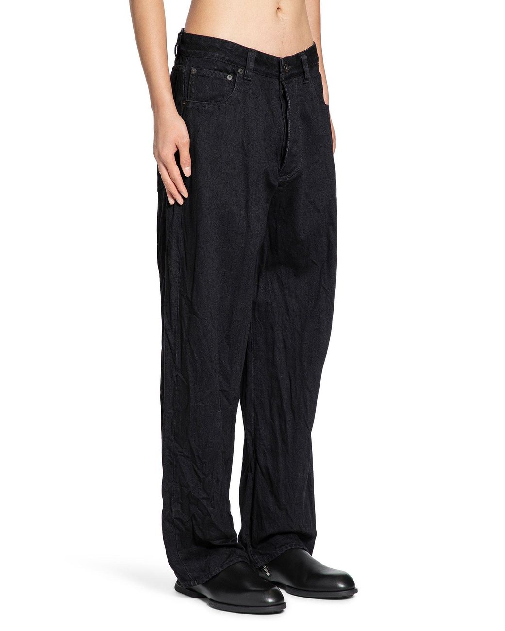 Studio Nicholson Black Seb Crinkle Denim Pants for men
