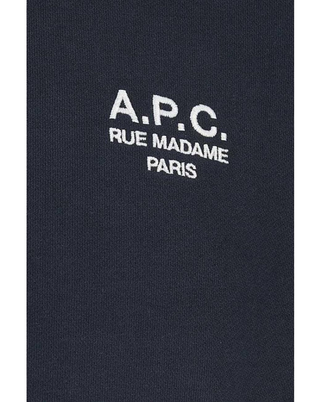 A.P.C. Blue Logo Embroidered Crewneck Sweatshirt for men