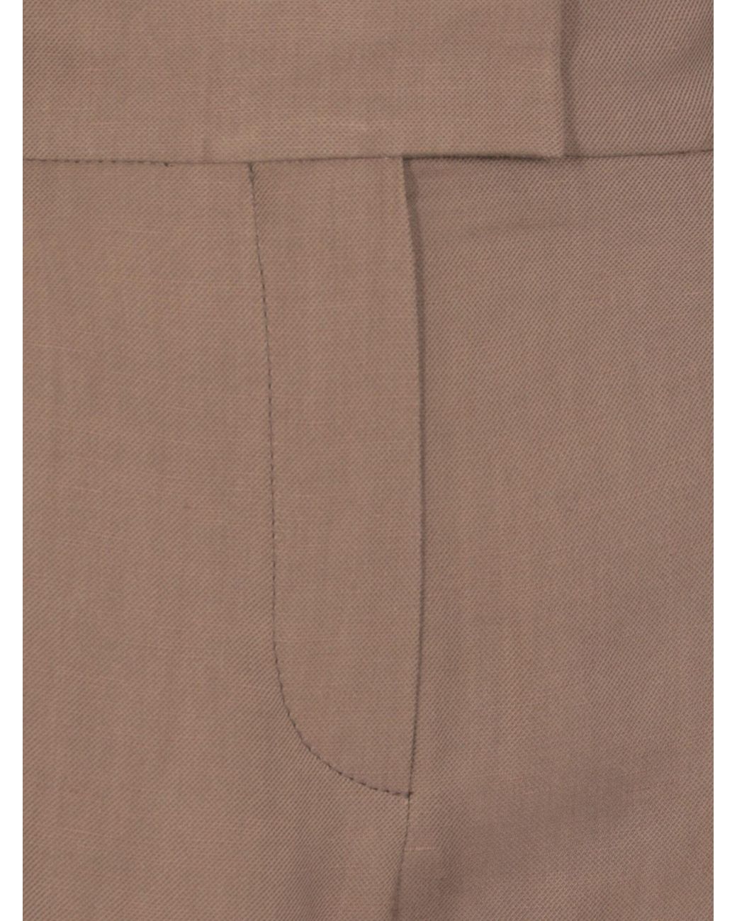 Brunello Cucinelli Brown Pleated Wide-Leg Trousers