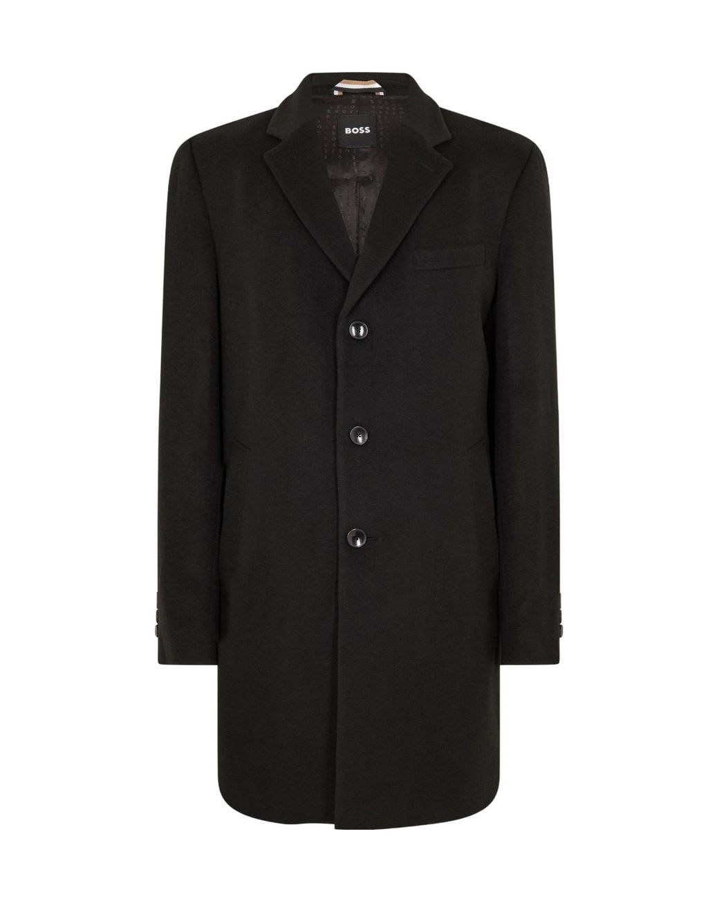 Boss Black Wool And Cashmere Coat for men