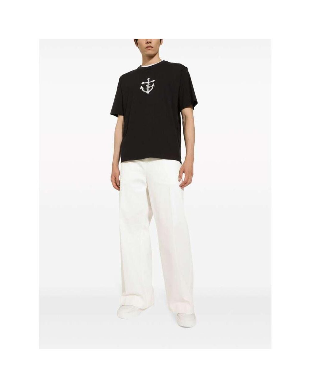 Dolce & Gabbana Black Marina-Printed Short-Sleeved T-Shirt for men