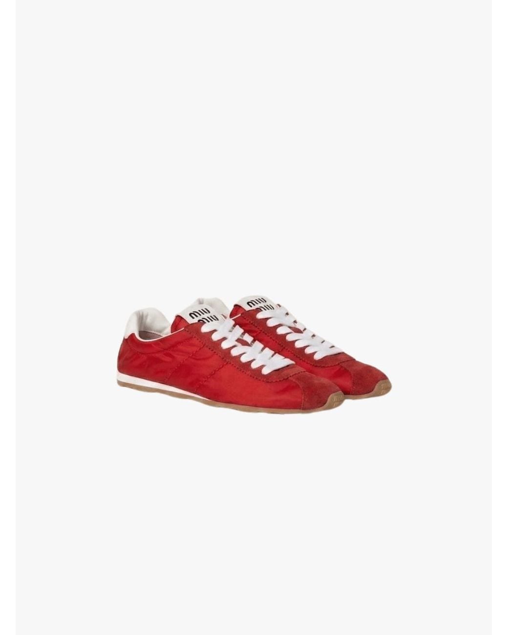 Miu Miu Red Lace-Up Sneakers