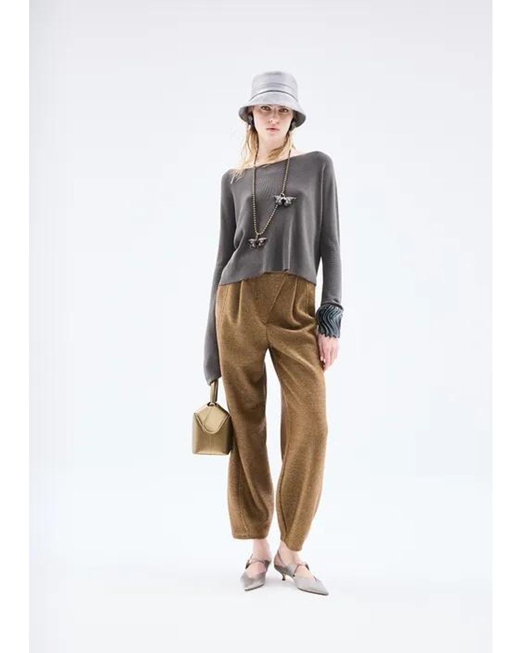 Giorgio Armani Gray Boat-Neck Jumper