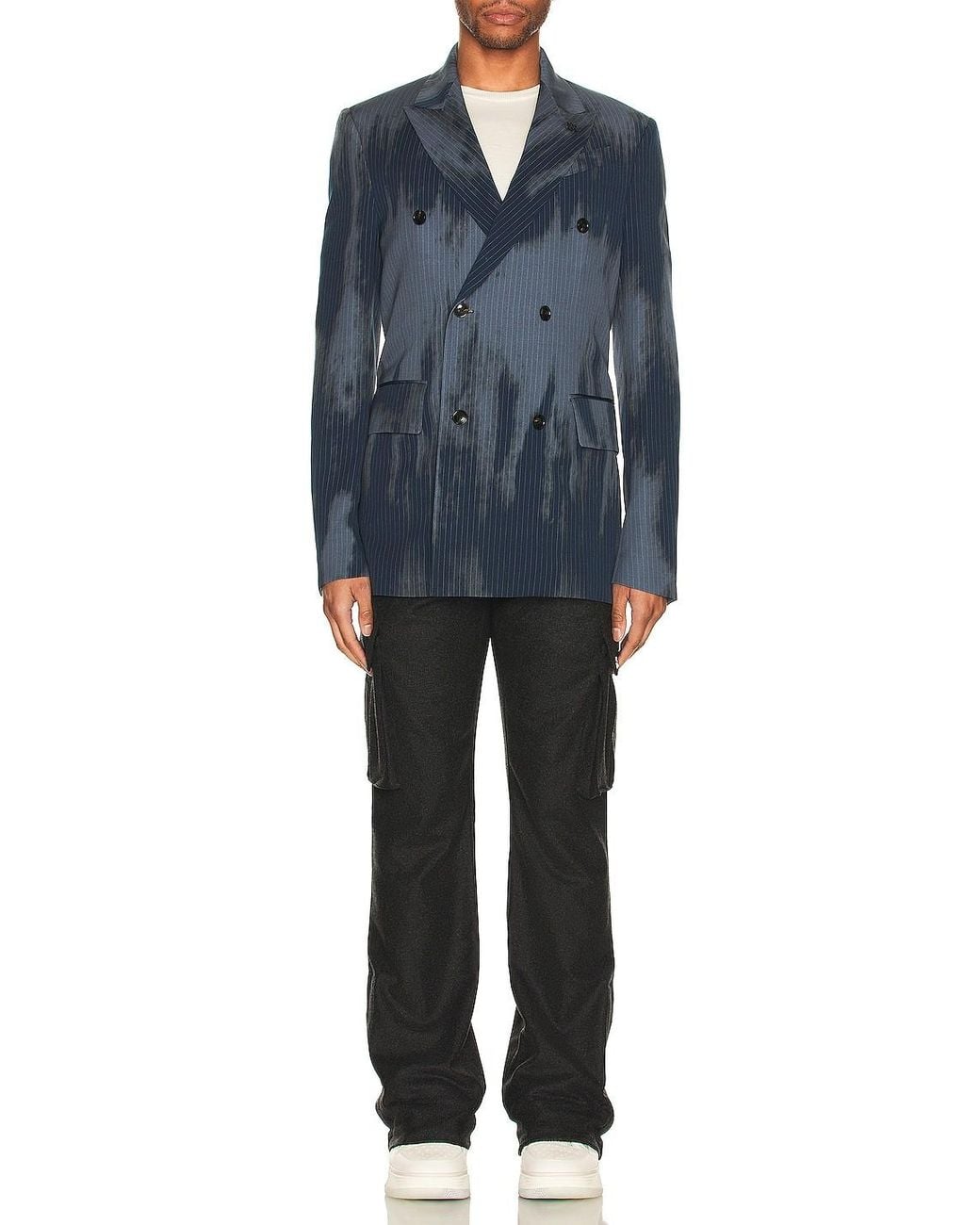 Amiri Blue Faded Doubled-Breasted Blazer for men