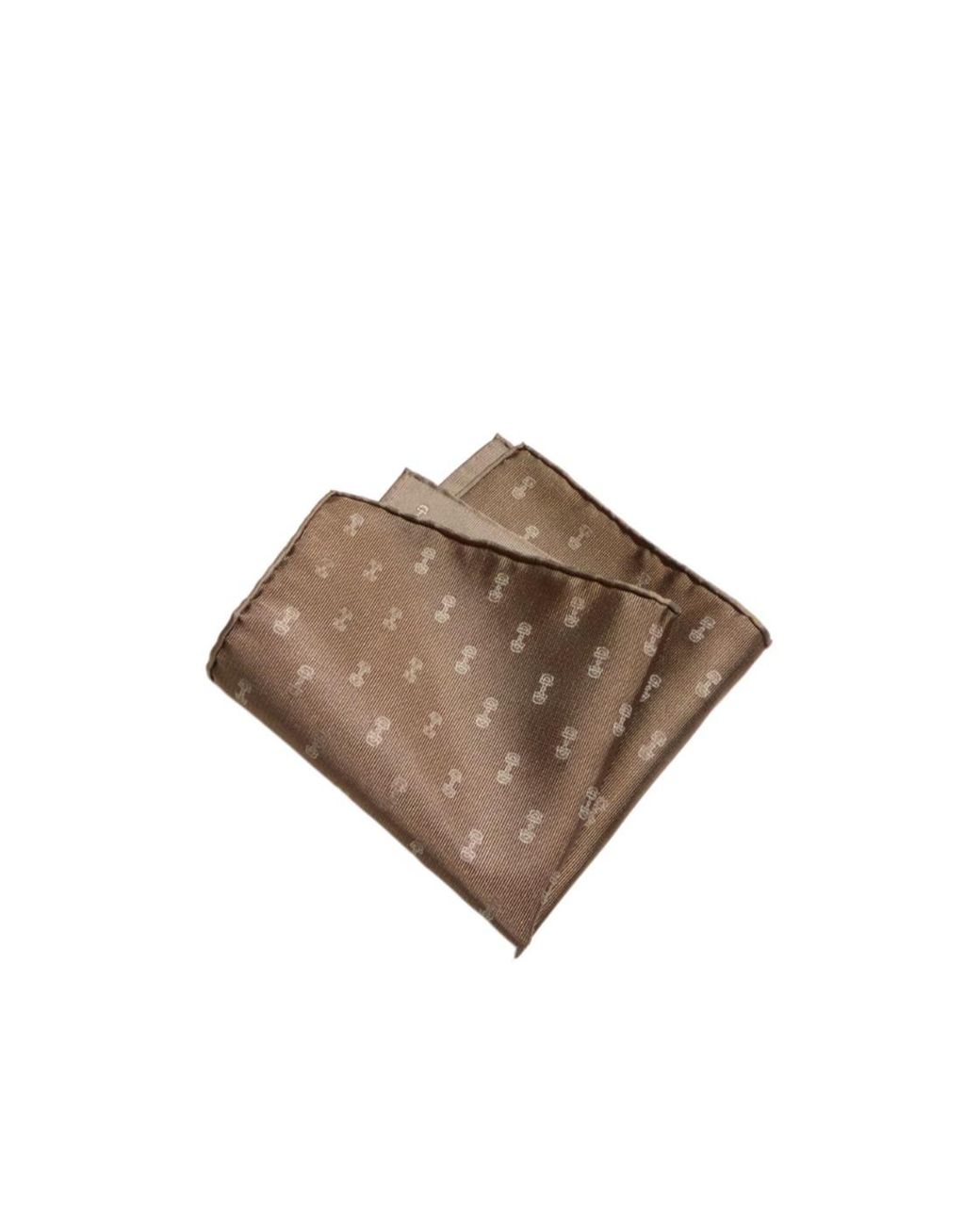Gucci Brown Horsebit Silk Jacquard Pocket Square for men
