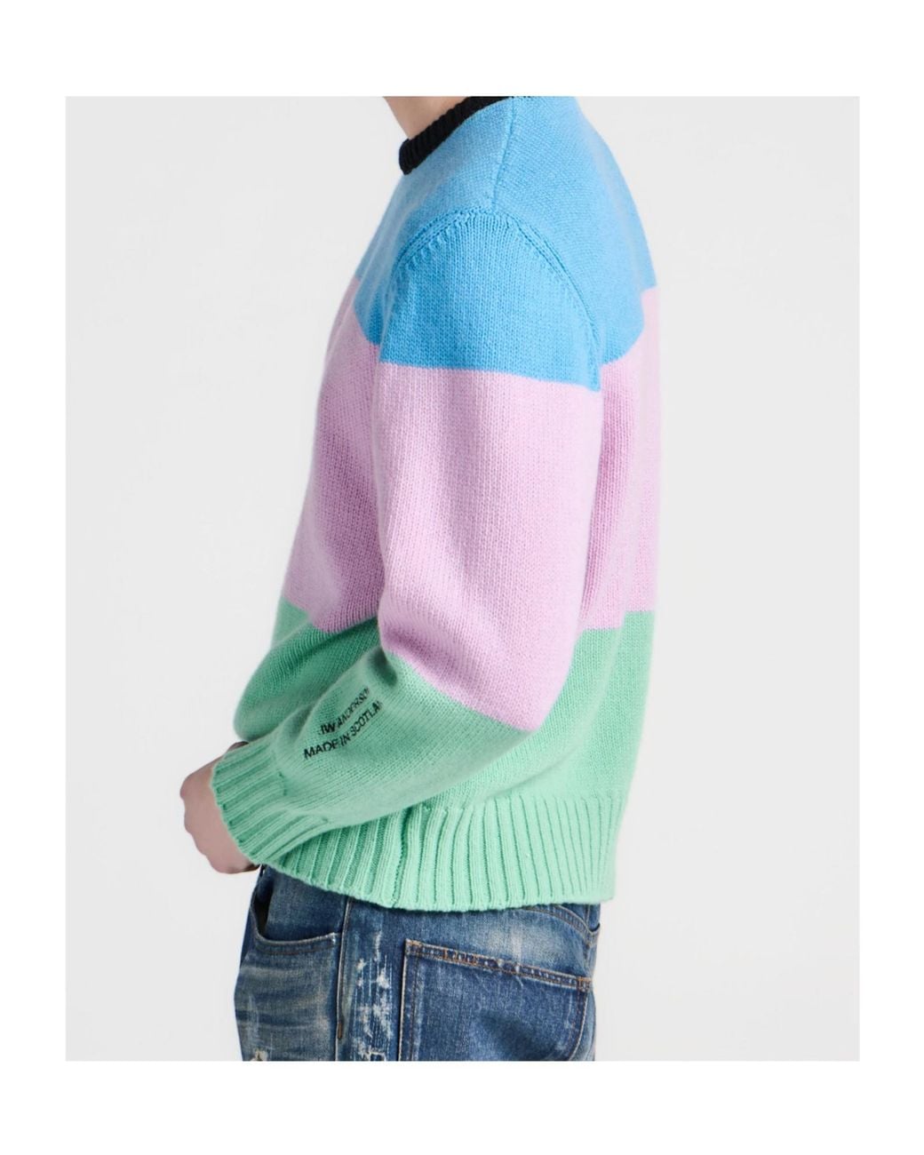 J.W. Anderson Blue Knitted Striped Sweater for men
