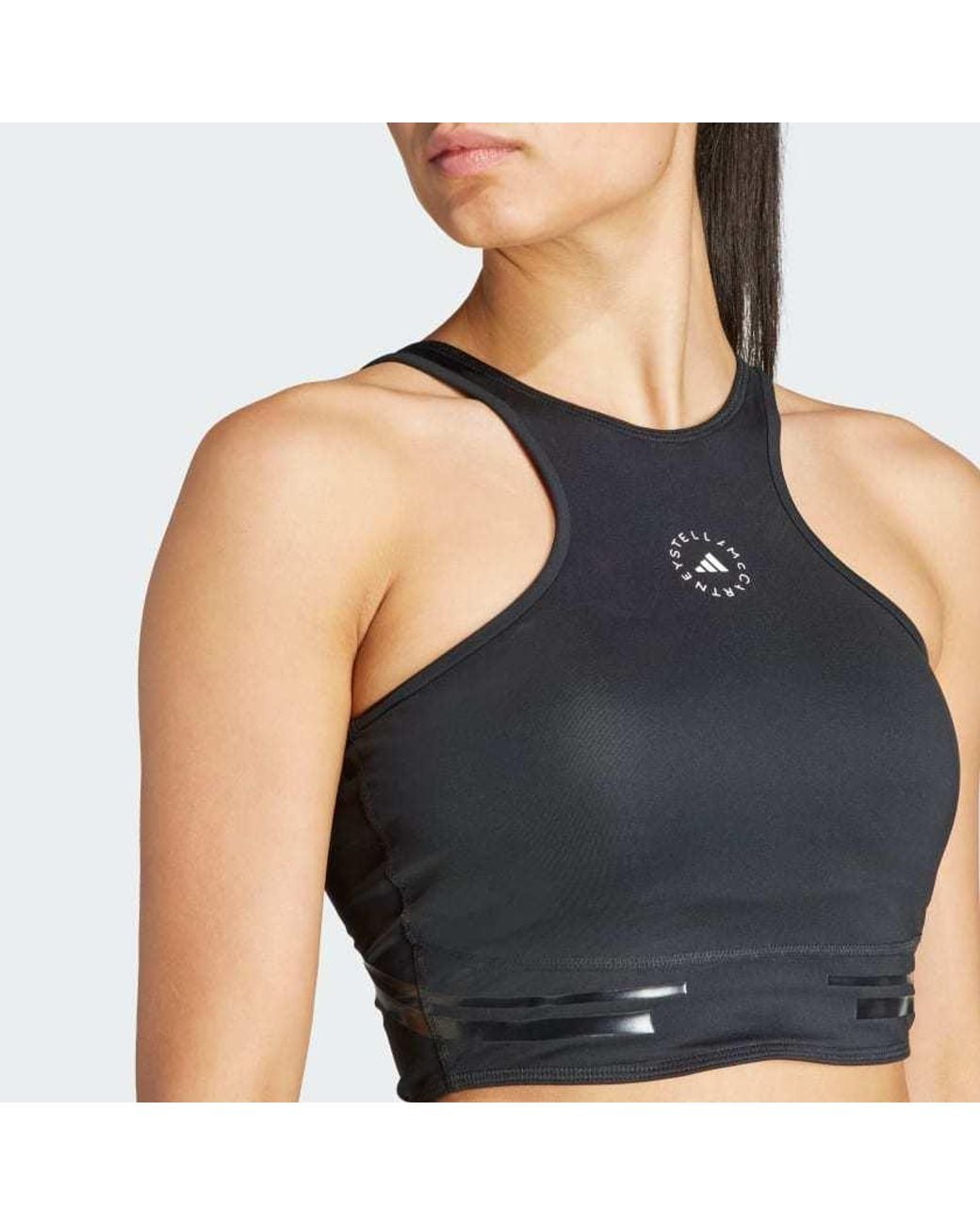 Adidas By Stella McCartney Black Logo-Print Cropped Top