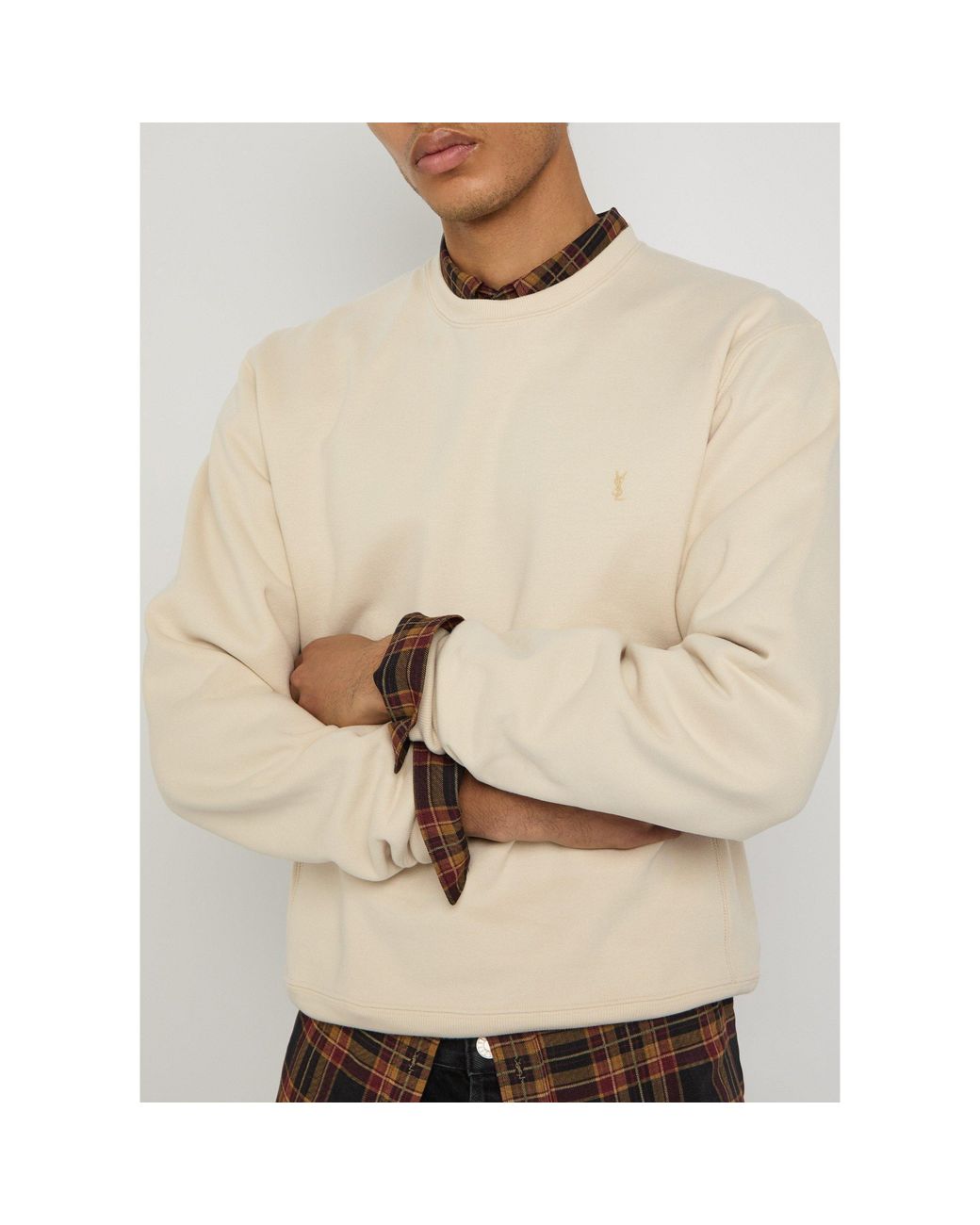 Saint Laurent Natural Round-Neck Sweatshirt for men