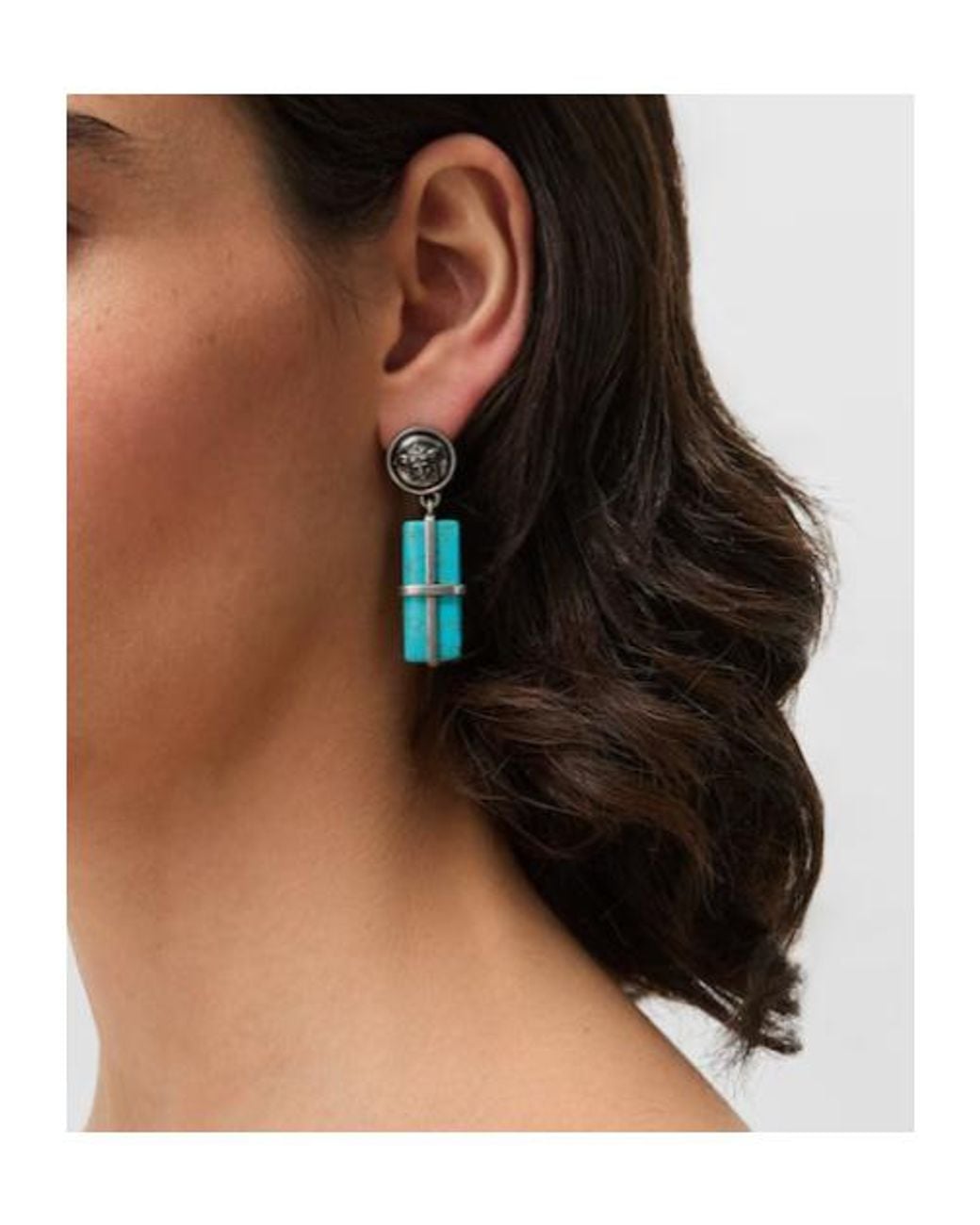 Versace Blue Medusa Stone Drop Earrings