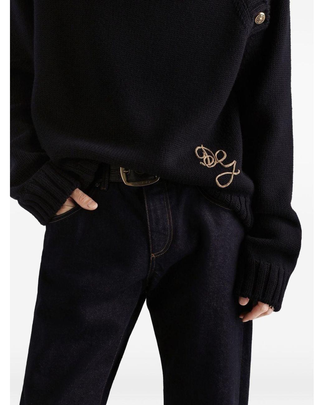 Dolce & Gabbana Black Virgin Wool Rollneck Sweater for men