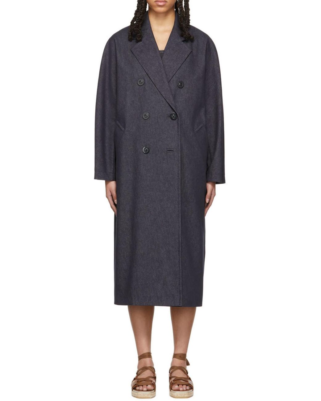 Max Mara Blue Denim Logo Coat