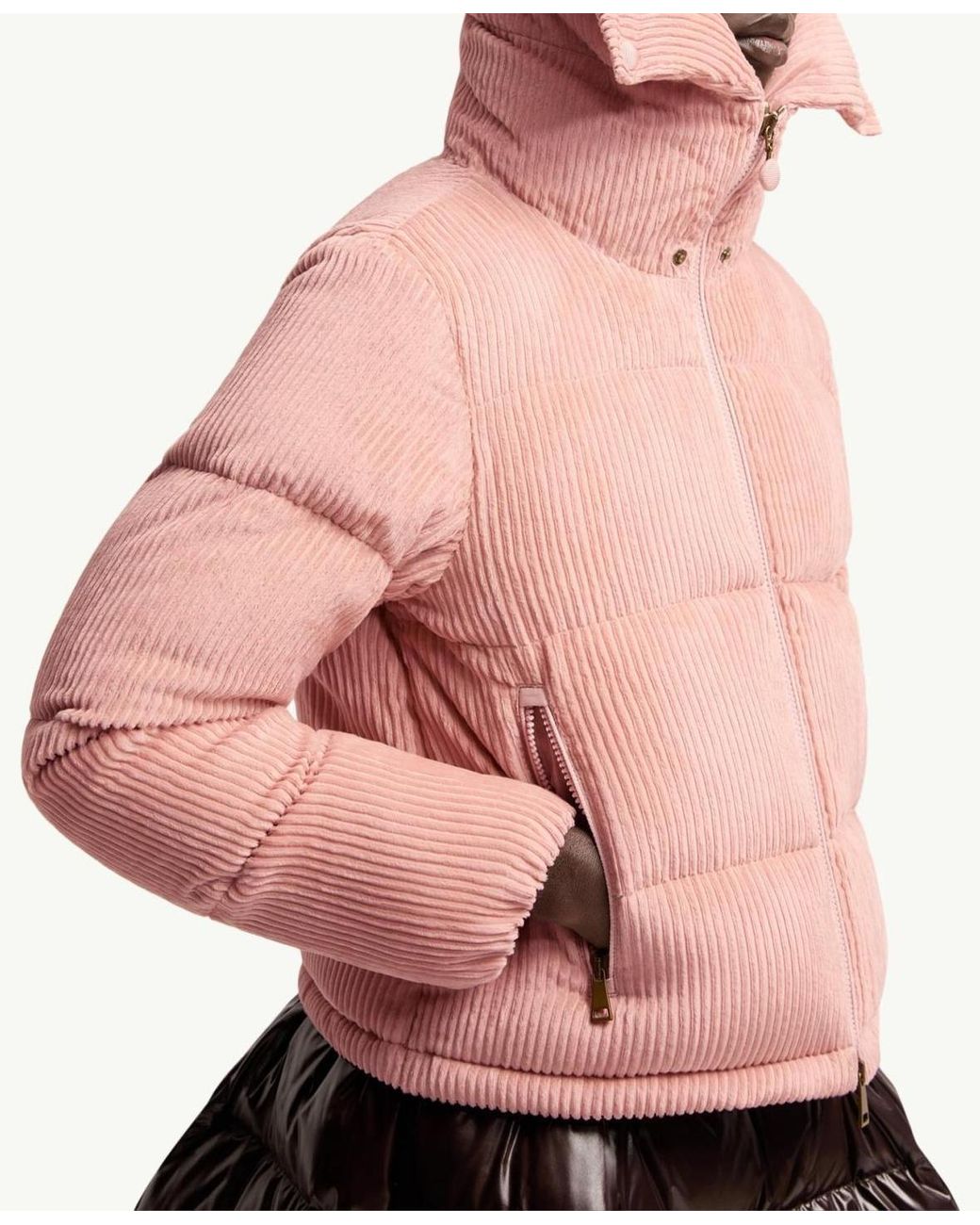 Moncler Pink Lumineux Corduroy Short Down Jacket