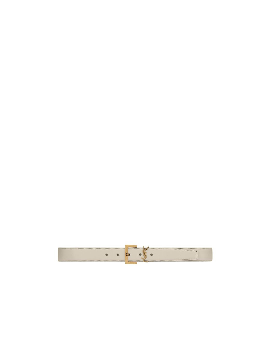 Saint Laurent White Monogram Buckled Belt