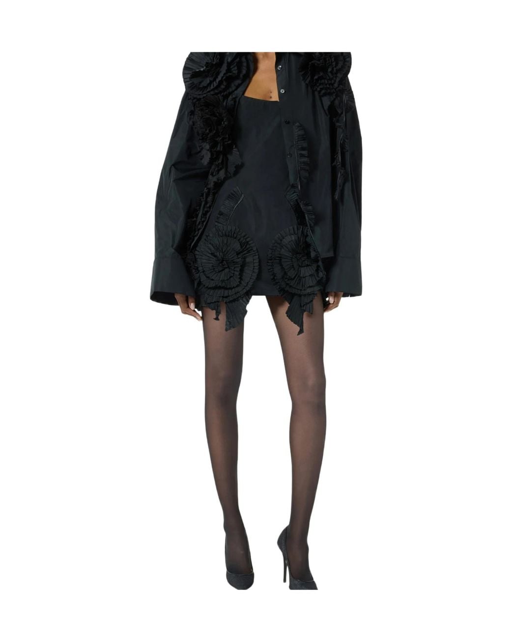 Blumarine Black Ruffled Hem Mini Dress