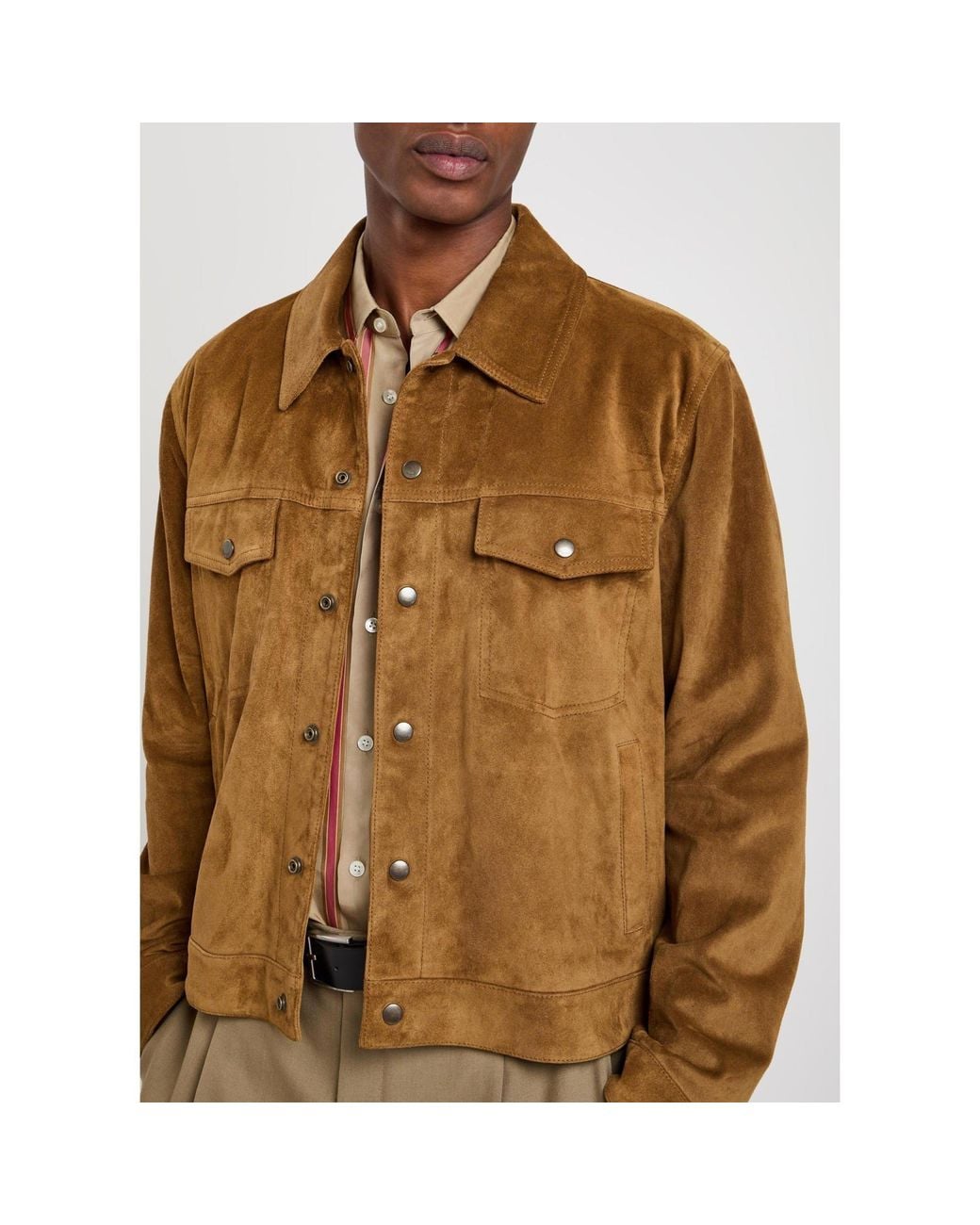Saint Laurent Brown Oversized-Fit Leather Jacket for men