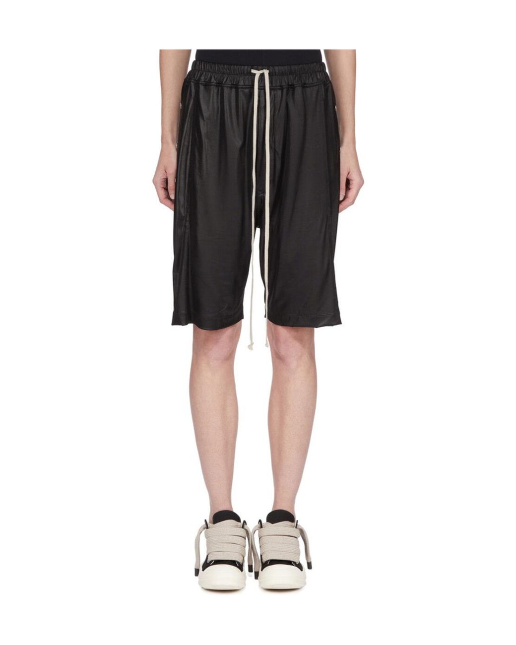 Rick Owens Black Buttons Drawstring Shorts