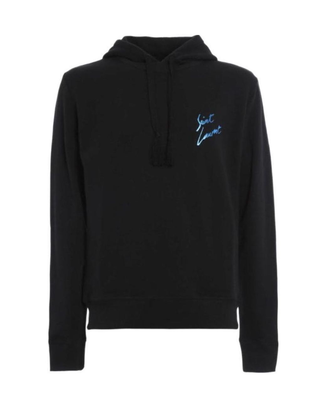 Saint Laurent Black Cotton Logo Hooded Sweater for men