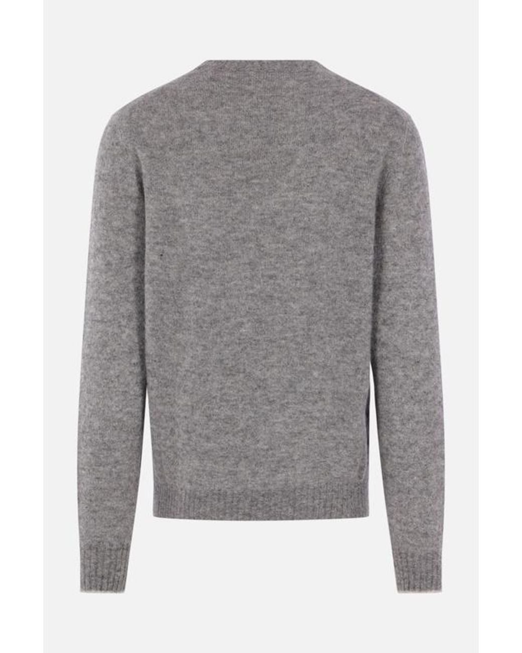Brunello Cucinelli Gray Crewneck Knitted Sweater for men